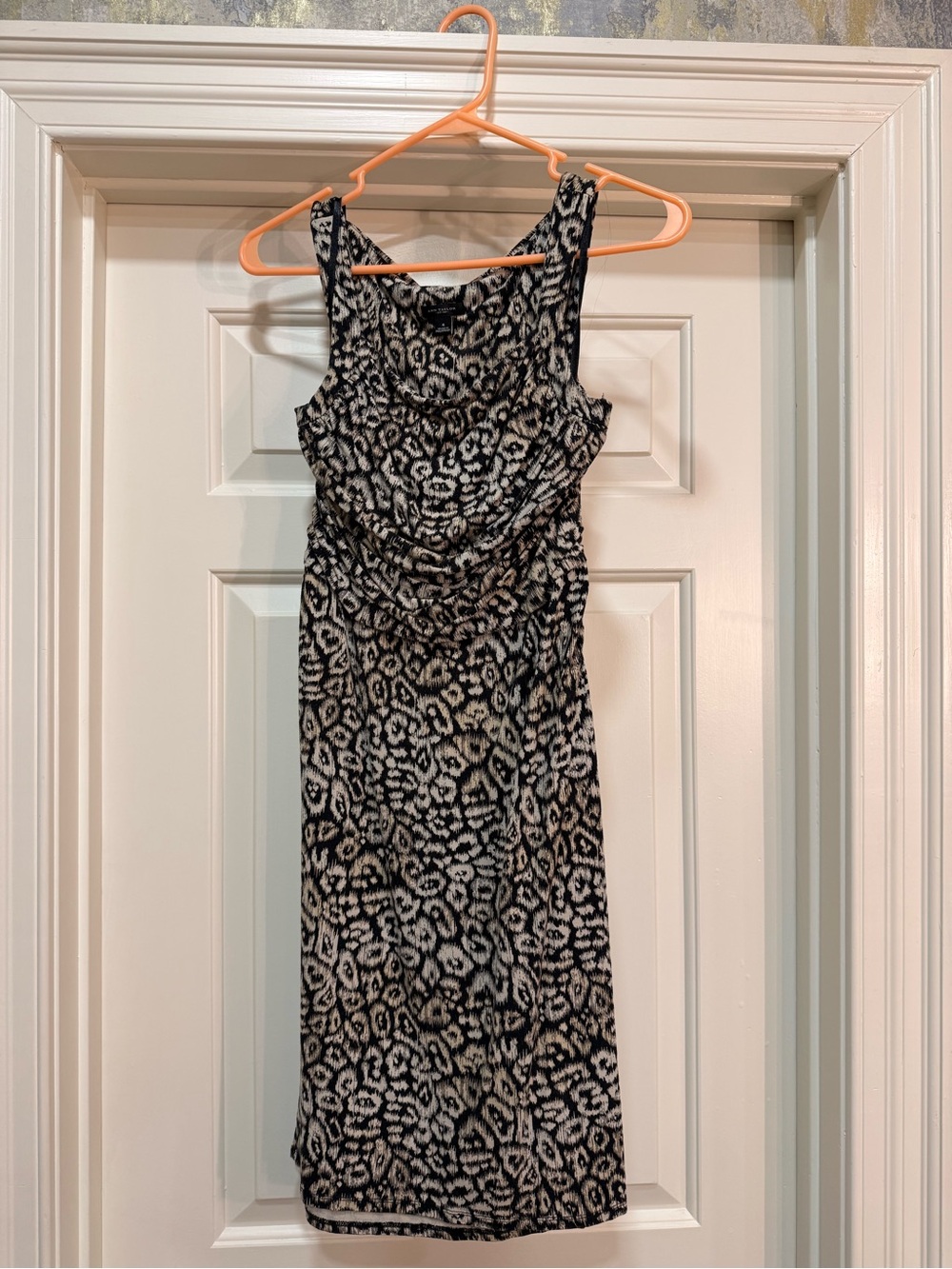 Ann Taylor Black and White Leopard Print Midi Dress